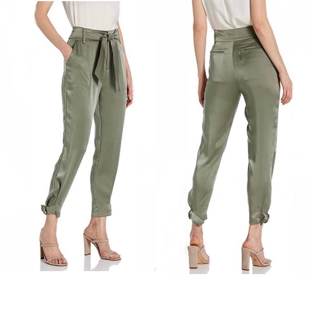 Women's Olive Green High-Waist Pants